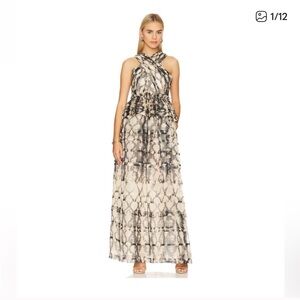 Elegant Black and White Maxi Dress